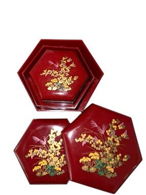 Vintage Nesting 6-sided Hexagon Boxes Made in Hong Kong